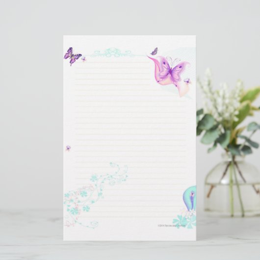 静止したピンクの蝶 便箋 (スタンド正面)