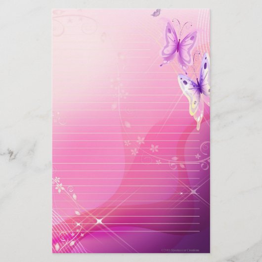 静止したピンクの蝶 便箋 (正面)