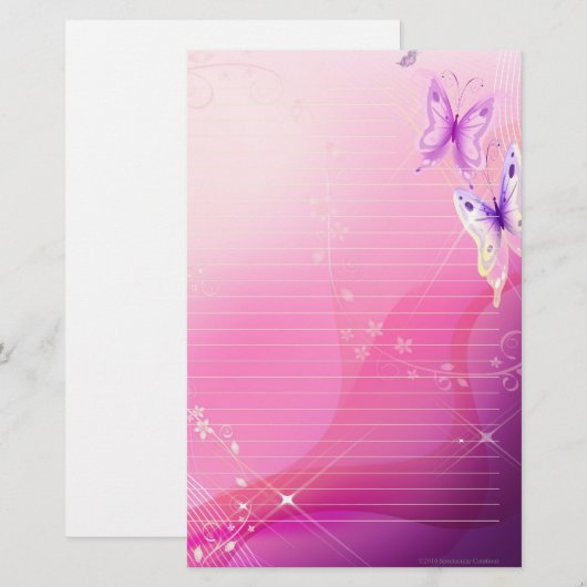静止したピンクの蝶 便箋 (正面/裏面)