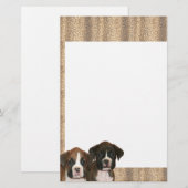 静止したボクサーの子犬のヒョウのプリント 便箋 (正面/裏面)
