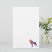 静止したボストンテリアのパッチワークペット 便箋 (スタンド正面)