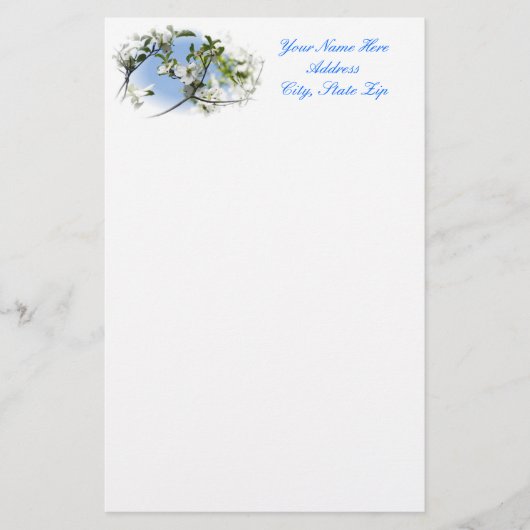 静止したミズキの花 便箋 (正面)