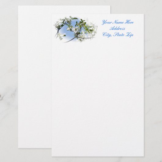 静止したミズキの花 便箋 (正面/裏面)