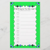 静止したリストをするため 便箋 (正面)