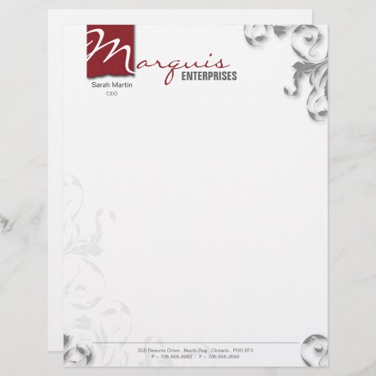 静止したレターヘッド-企業のなCEOのモノグラムの赤 レターヘッド (正面/裏面)