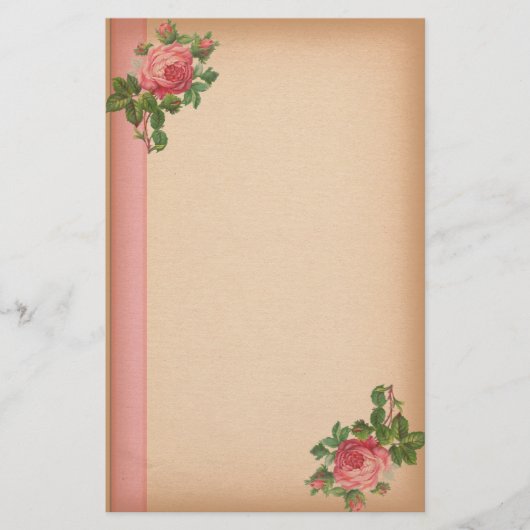 静止したヴィンテージのバラ 便箋 (正面)
