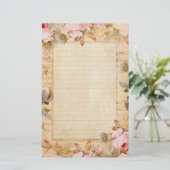 静止したヴィンテージのバラ 便箋 (スタンド正面)