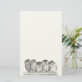 静止したヴィンテージのフクロウ 便箋 (スタンド正面)