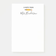 静止した先生のギフトのポスト・イットの鉛筆