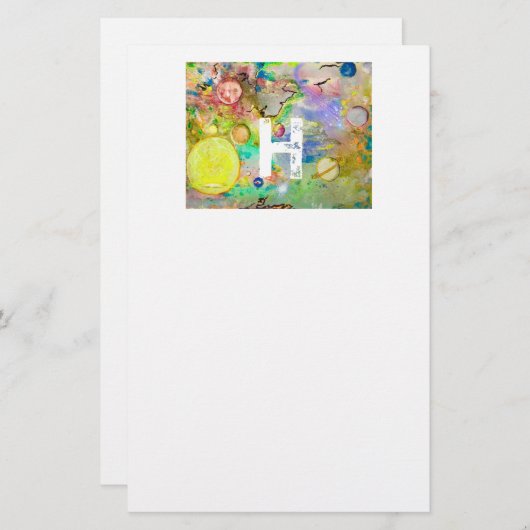 静止した手塗りの銀河系 便箋 (正面/裏面)