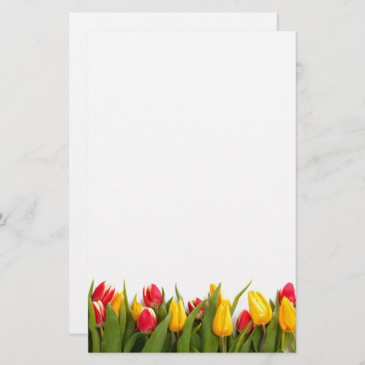 静止した春のチューリップの庭 便箋 (正面/裏面)