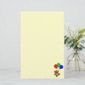 静止した気球の漫画を持つかわいいくま 便箋 (スタンド正面)