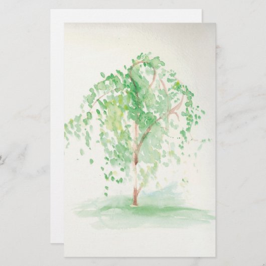 静止した水彩画のヤナギ 便箋 (正面/裏面)