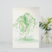 静止した水彩画のヤナギ 便箋 (スタンド正面)