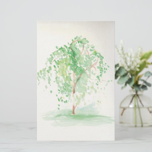 静止した水彩画のヤナギ 便箋 (スタンド正面)