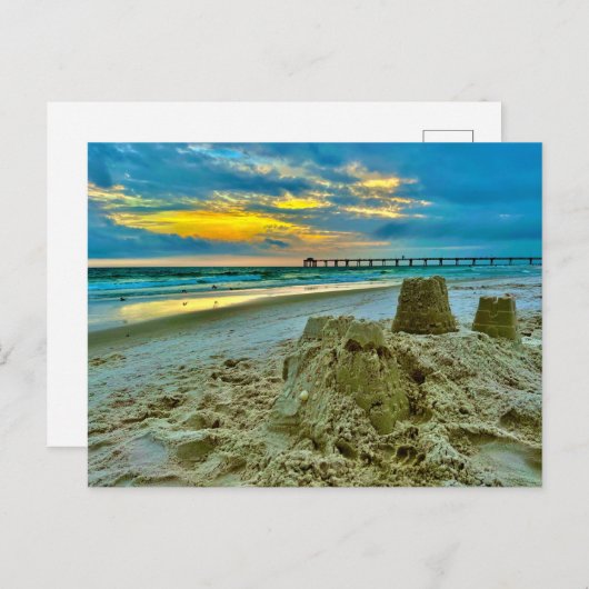 静止した砂城のビーチ ポストカード (正面/裏面)
