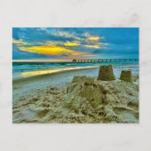 静止した砂城のビーチ ポストカード (正面)