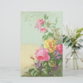 静止した花のヴィンテージ 便箋 (スタンド正面)
