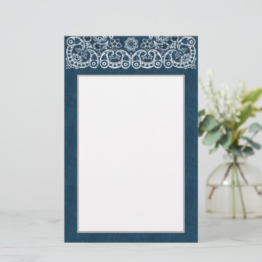 静止した西部のデニムおよびバンダナ 便箋 (スタンド正面)