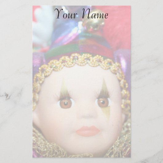 静止した謝肉祭のピエロの人形 便箋 (正面)