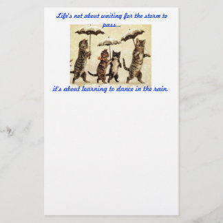 静止した雨の傘を持つ猫 便箋