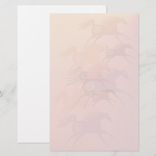 静止した4頭の古代馬 便箋 (正面/裏面)