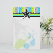 静止した（ばちゃばちゃ）跳ねるの星 便箋 (スタンド正面)