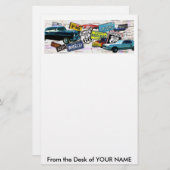 静止した-ルート66_Classic車 便箋 (正面/裏面)