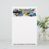 静止した-ルート66_Classic車 便箋 (スタンド正面)