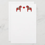 静止したDalaの馬およびハート 便箋 (正面/裏面)