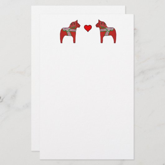 静止したDalaの馬およびハート 便箋 (正面/裏面)