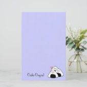 静止したOishii Onigiri (ラベンダー) 便箋 (スタンド正面)