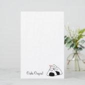 静止したOishii Onigiri (白い) 便箋 (スタンド正面)