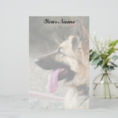 静止しているジャーマン・シェパード 便箋 (スタンド正面)