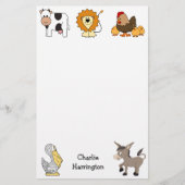 静止している動物のイラストレーションの名前をカスタムするの子供 便箋 (正面)