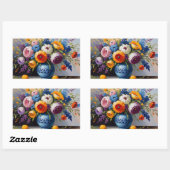 静止カラフルライフフローラブーケ 長方形シール (シート)