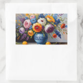 静止カラフルライフフローラブーケ 長方形シール (バッグ)