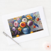 静止カラフルライフフローラブーケ 長方形シール (封筒)