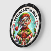 静止ステッチ顔 ラージ壁時計 (傾斜)