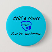 静止ナース青ボタン 缶バッジ (正面)