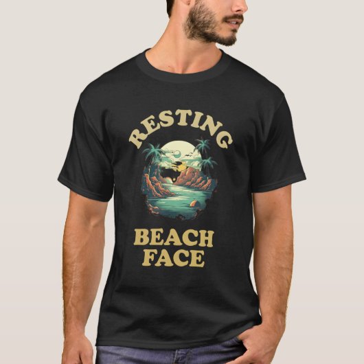 静止ビーチ顔 Tシャツ (正面)