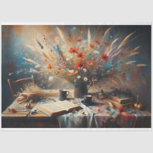 静止寿命ヴィンテージフローラ切り離しティッシュペーパー 薄葉紙 (正面)