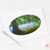 静止水ステッカーの横 楕円形シール (封筒)