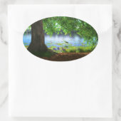 静止水ステッカーの横 楕円形シール (バッグ)