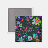 静止黒のおもしろいかわいらしフローラ検査 マグネット (正面/裏面)