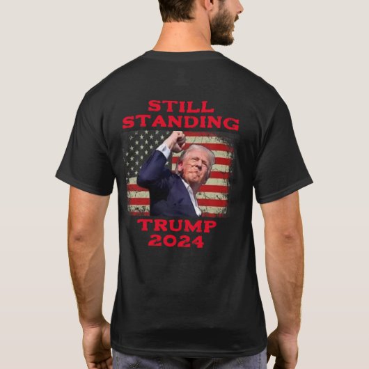 静止 – トランプ2024 Tシャツ (裏面)