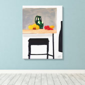 静物モダン付きテーブルと便を取り除く キャンバスプリント (インサイチュ (ウッドフロア))