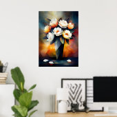 静物画の芍薬 - キュビズムの傑作にインスパイアされたデザイン ポスター (ホームオフィス)