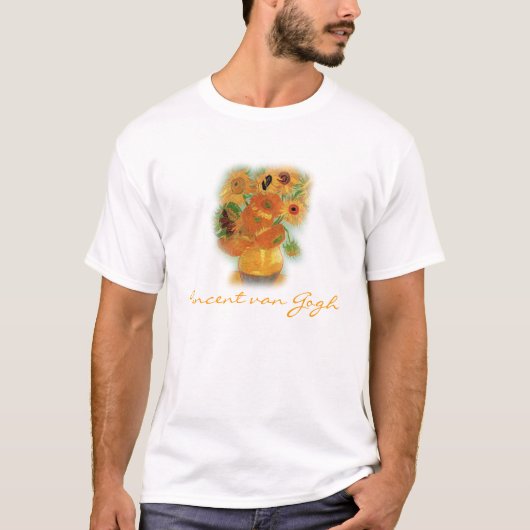 静物画 - ひまわりの花瓶(ゴッホ) Tシャツ (正面)