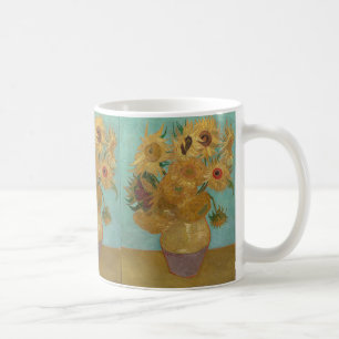 静物画:ゴッホの花瓶に十二本のひまわり コーヒーマグカップ